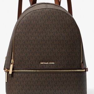 Michael Kors Dark Brown Backpack with Gold Details